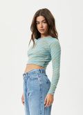 Adi - Recycled Ribbed Long Sleeve Top | Blue Stripe-Image 2