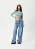 Adi - Recycled Ribbed Long Sleeve Top | Blue Stripe-Image 4