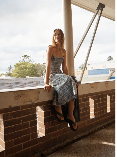 Amelie Check - Organic Midi Dress