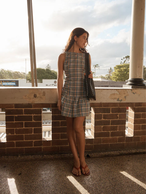 Amelie Check - Organic Mini Dress