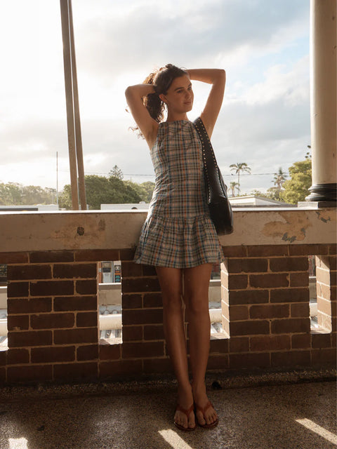 Amelie Check - Organic Mini Dress