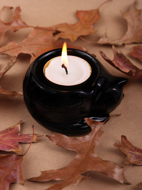 Black Cat Ceramic Tealight Holder