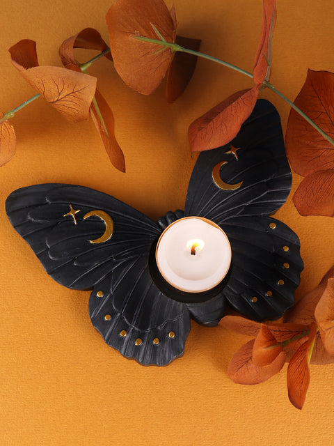 Black Moth Tealight Candle Holder