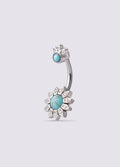 Bloom Navel Barbell 14G | Turquoise-Image 1