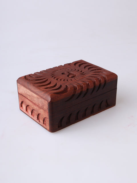 Carved Box Yin & Yang Shisham Wood