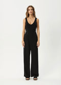 Charlotte - Linen Viscose Jumpsuit | Black-Image 1