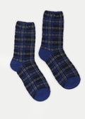 Cosmic Crew Socks | Cobalt Plaid Check-Image 1