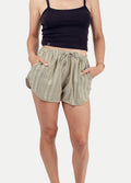 Cotton Stripe Shorts | Sage-Image 2