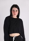 Cropped Organic Hemp LS Tee | Black-Image 1