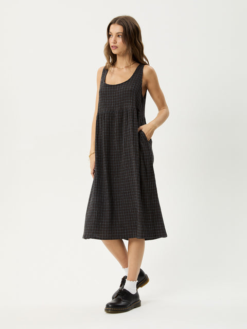 Dusk - Hemp Seersucker Check Midi Dress