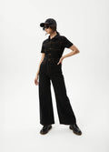 Estrella - Recycled Organic Denim Flared Leg Jumpsuit | Black-Image 1