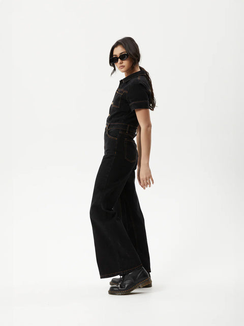 Estrella - Recycled Organic Denim Flared Leg Jumpsuit