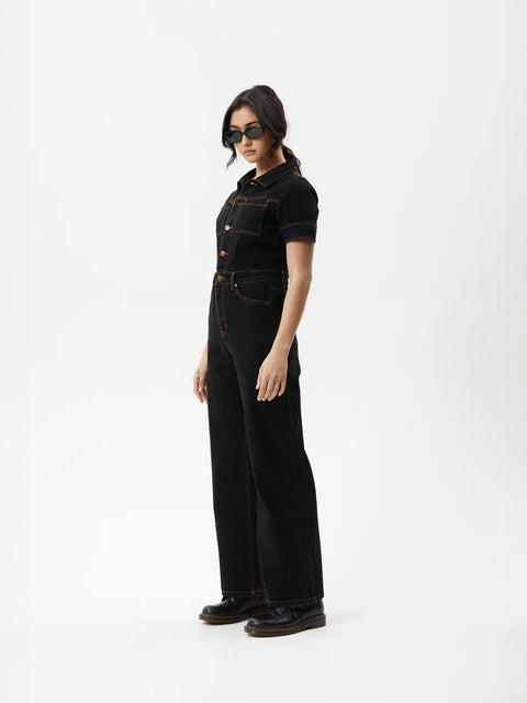Estrella - Recycled Organic Denim Flared Leg Jumpsuit