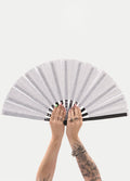Festival Fans with Leg Holster | Silver Glitter-Image 1