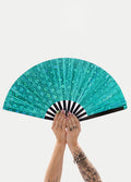 Festival Fans with Leg Holster | Teal Holographic-Image 1