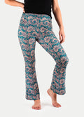 Festival Flared Printed Leggings | Green Brown Paisley-Image 1