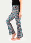 Festival Flared Printed Leggings | Green Brown Paisley-Image 2