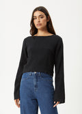 Focus - Hemp Seersucker Long Sleeve Top | Black-Image 1