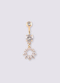Gem Gold Circle Navel Barbell 14G | Clear-Image 1
