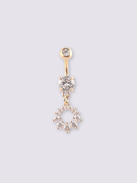 Gem Gold Circle Navel Barbell 14G