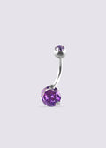 Gem Prong Set Navel Barbell 14G | Purple-Image 1