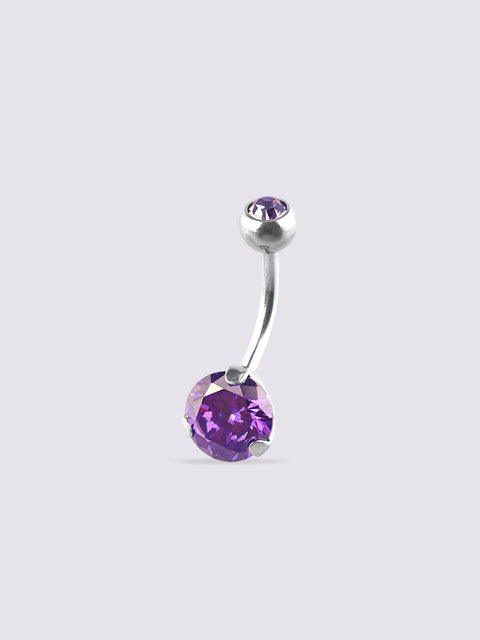 Gem Prong Set Navel Barbell 14G