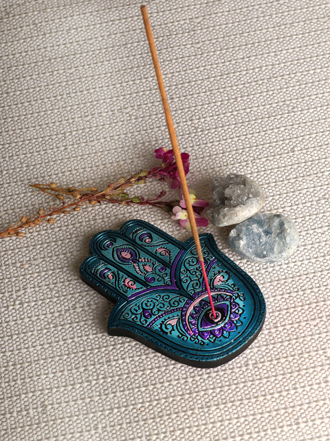 Hamsa Hand Blue Incense Holder