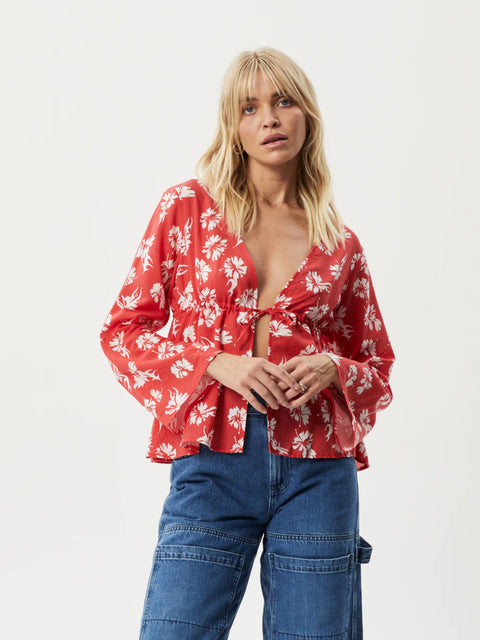 Hibiscus - Organic Tencel Tie Blouse