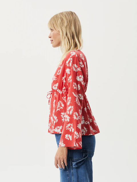 Hibiscus - Organic Tencel Tie Blouse