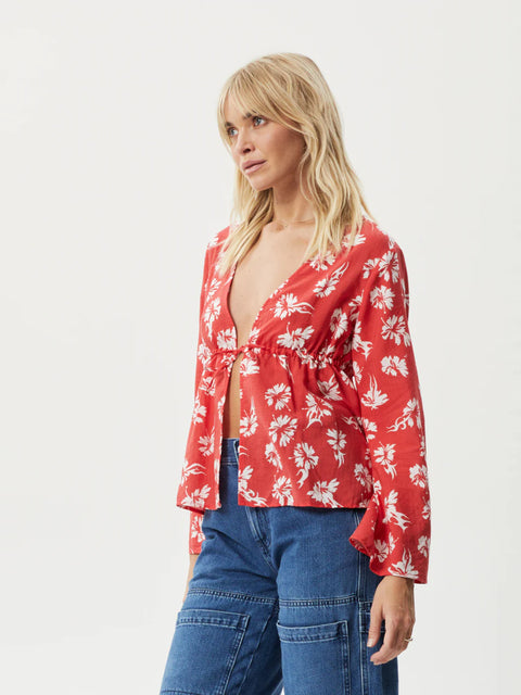 Hibiscus - Organic Tencel Tie Blouse