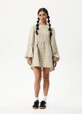 Kali - Hemp Long Sleeve Mini Dress | Pistachio Check-Image 1