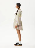 Kali - Hemp Long Sleeve Mini Dress | Pistachio Check-Image 2