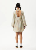 Kali - Hemp Long Sleeve Mini Dress | Pistachio Check-Image 3