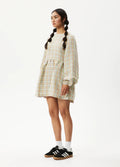 Kali - Hemp Long Sleeve Mini Dress | Pistachio Check-Image 4