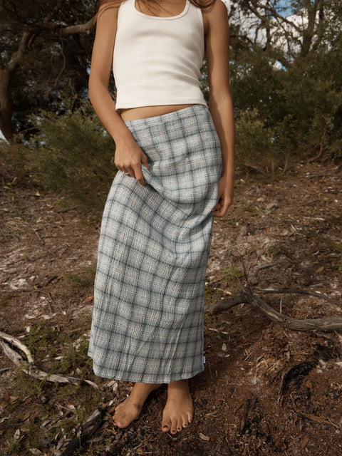 Lagoon - Hemp Seersucker Maxi Skirt