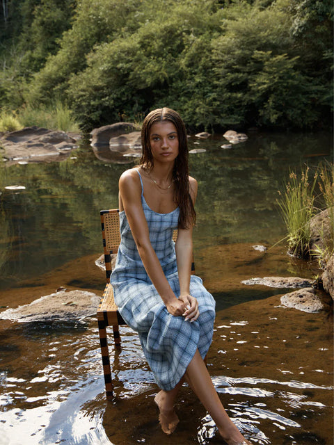 Lagoon - Hemp Seersucker Midi Dress