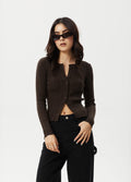 Landed - Organic Cotton Knit Cardigan | Coffee-Image 1