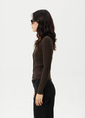 Landed - Organic Cotton Knit Cardigan | Coffee-Image 2