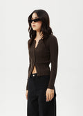 Landed - Organic Cotton Knit Cardigan | Coffee-Image 4