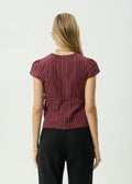 Ledger - Recycled Wrap Top | Burgundy Stripe-Image 3