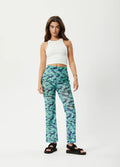 Liquid - Recycled High Waisted Sheer Pants | Jade Floral-Image 1