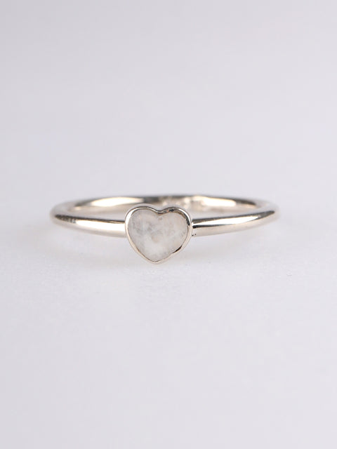 Moonstone Heart Sterling Silver Ring