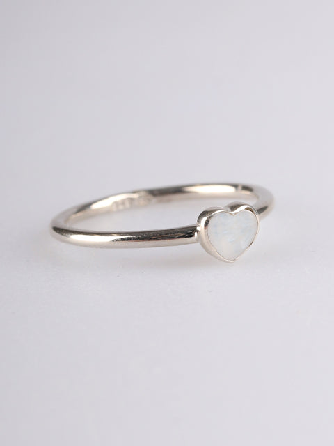 Moonstone Heart Sterling Silver Ring