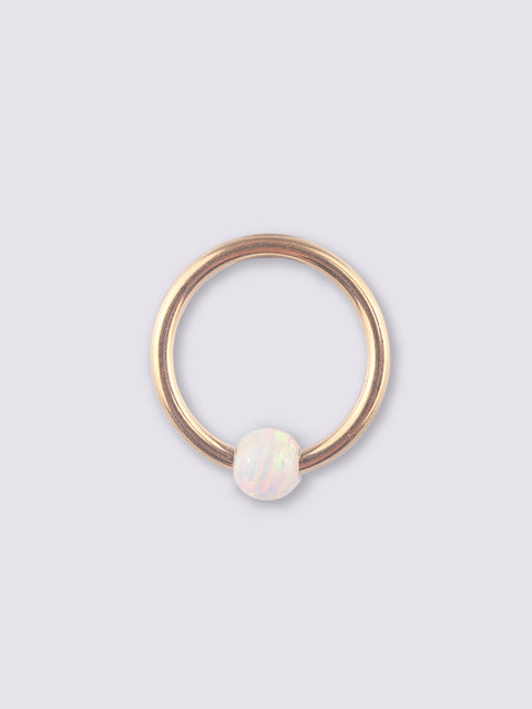 Opal Gold Bead Ring 18G