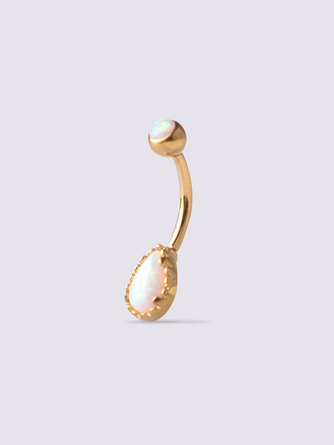 Opal Oval Navel Barbell 14G