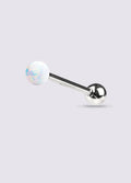 Opal Tongue Barbell 14G | White-Image 1