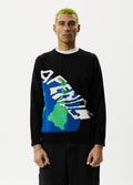 Orbital - Recycled Raglan Knitted Crew Neck Jumper | Black-Image 1