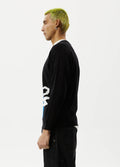Orbital - Recycled Raglan Knitted Crew Neck Jumper | Black-Image 2