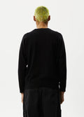Orbital - Recycled Raglan Knitted Crew Neck Jumper | Black-Image 3