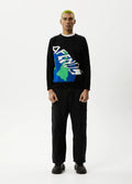 Orbital - Recycled Raglan Knitted Crew Neck Jumper | Black-Image 4